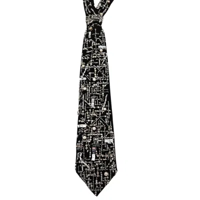NANDANIE WOMEN'S BLACK / SILVER SCATTERED CRYSTAL NECKTIE