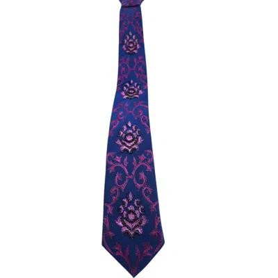NANDANIE WOMEN'S BLUE / PURPLE BAROQUE CLASSIC LONG NECKTIE