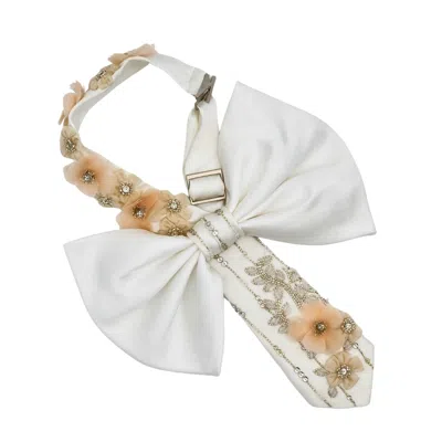 NANDANIE WOMEN'S WHITE THE BLOSSOMING JENNY BOW TIE