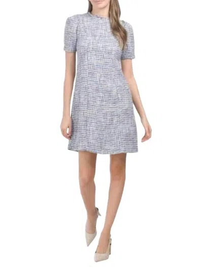 NANETTE LEPORE METALLIC BOUCLE MINI SHEATH DRESS IN ICE DENIM MULTI