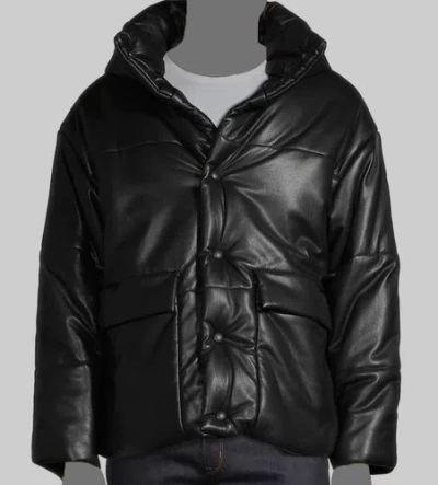 NANUSHKA $925 NANUSHKA MEN'S BLACK HIDE VEGAN LEATHER PADDED PUFFER JACKET COAT SIZE S