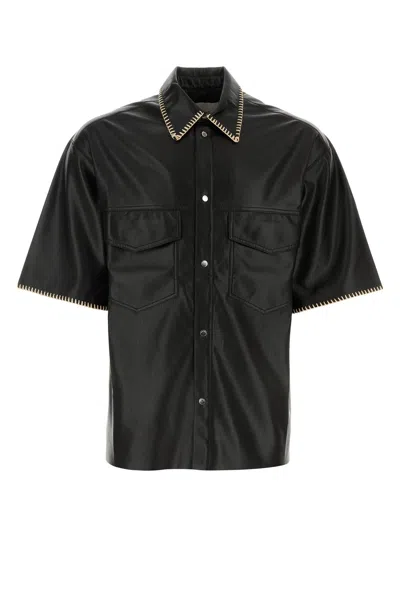 NANUSHKA BLACK SYNTHETIC LEATHER MANCE SHIRT