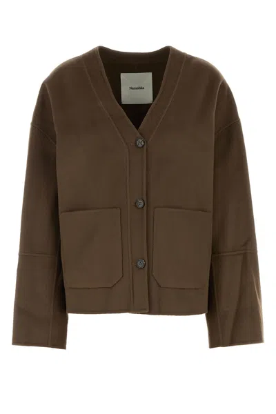 NANUSHKA CHOCOLATE WOOL BLEND OVERSIZE DODIE CARDIGAN