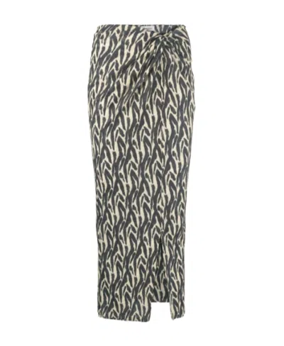 NANUSHKA TWIST-FRONT PRINTED SARONG SKIRT