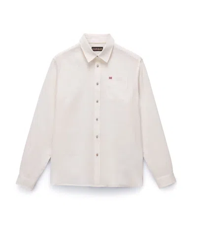 NAPAPIJRI SHIRTS MAN NAPAPIJRI G-LINEN LS NP0A4HQ2 N1A1 WHITE WHISPER