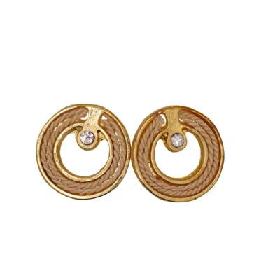 NART NATURE MAKING ART WOMEN'S GOLD THE DOT IN A CIRCLE BURITI NATURAL FIBER EARRINGS