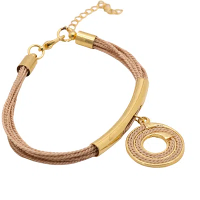 NART NATURE MAKING ART WOMEN'S GOLD THE SPIRAL PENDANT BURITI NATURAL FIBER BRACELET