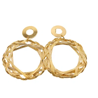 NART NATURE MAKING ART WOMEN'S GOLD THE WHEEL HAND TWISTED WIRE EARRINGS