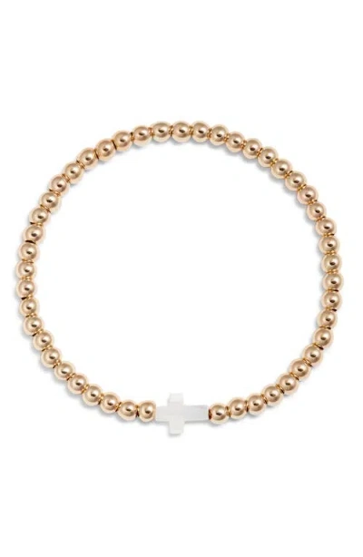 NASHELLE NASHELLE CROSS CHARM BEAD STRETCH BRACELET