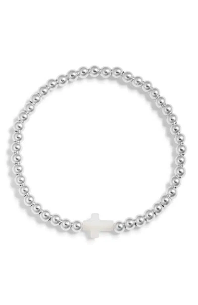 NASHELLE NASHELLE CROSS CHARM BEAD STRETCH BRACELET