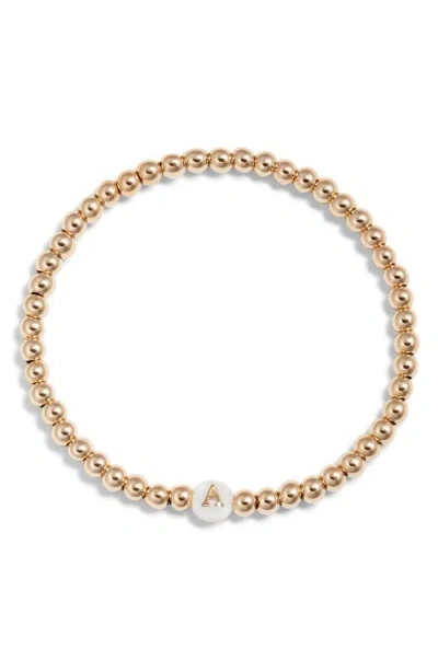 NASHELLE NASHELLE MOTHER OF PEARL INITIAL BEADED BRACELET