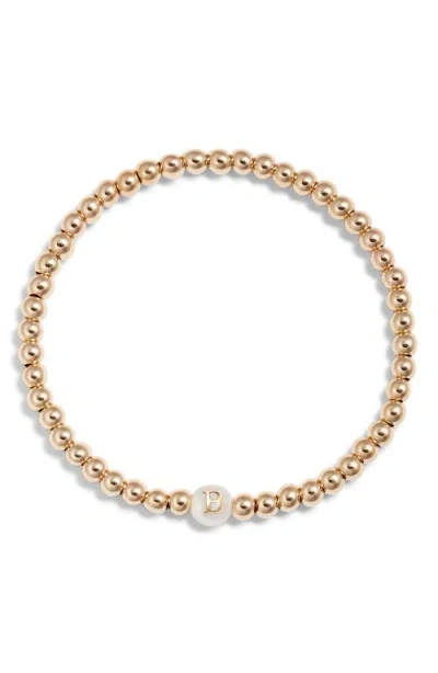 NASHELLE NASHELLE MOTHER OF PEARL INITIAL BEADED BRACELET