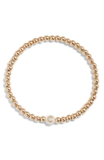 NASHELLE NASHELLE MOTHER OF PEARL INITIAL BEADED BRACELET