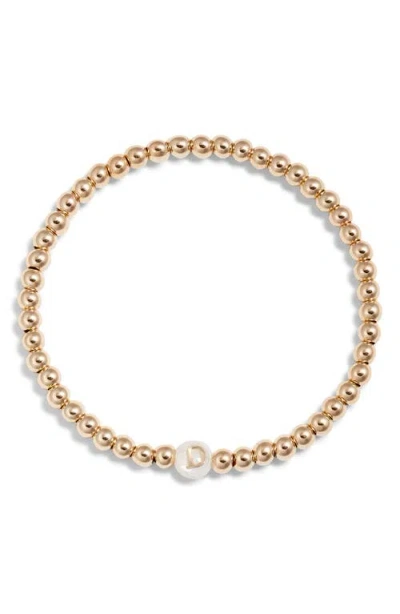 NASHELLE NASHELLE MOTHER OF PEARL INITIAL BEADED BRACELET