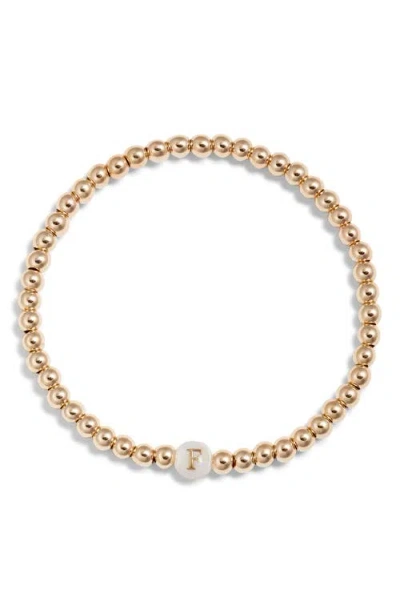 NASHELLE NASHELLE MOTHER OF PEARL INITIAL BEADED BRACELET