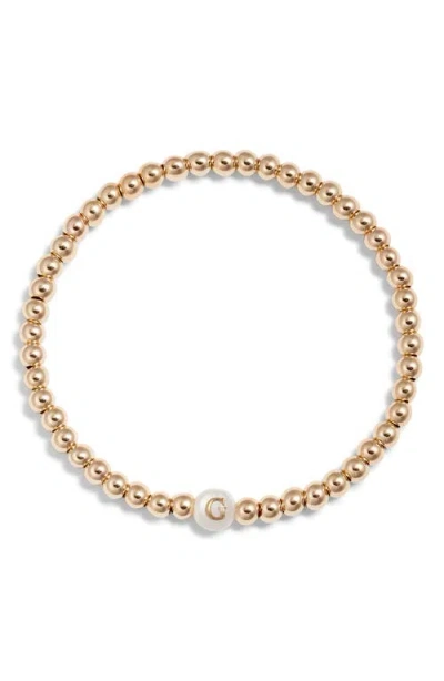 NASHELLE NASHELLE MOTHER OF PEARL INITIAL BEADED BRACELET