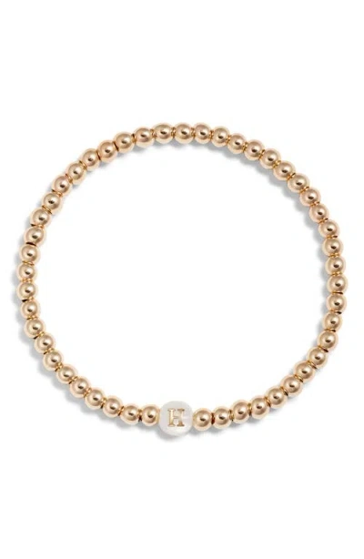 NASHELLE NASHELLE MOTHER OF PEARL INITIAL BEADED BRACELET