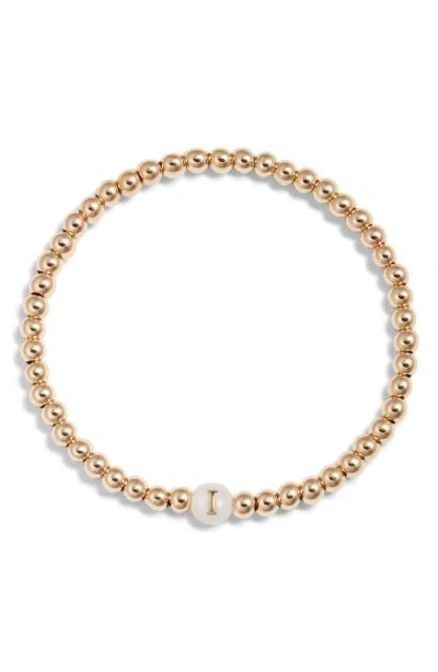 NASHELLE NASHELLE MOTHER OF PEARL INITIAL BEADED BRACELET