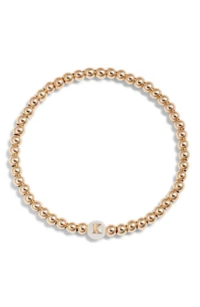 NASHELLE NASHELLE MOTHER OF PEARL INITIAL BEADED BRACELET