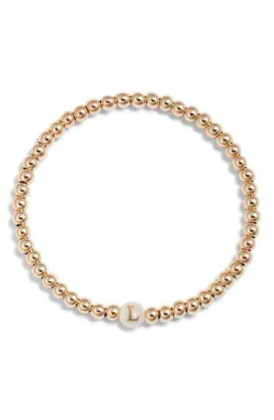 NASHELLE NASHELLE MOTHER OF PEARL INITIAL BEADED BRACELET