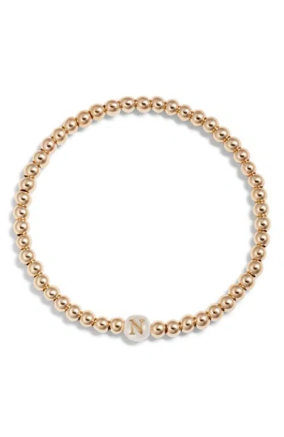 NASHELLE NASHELLE MOTHER OF PEARL INITIAL BEADED BRACELET