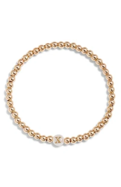 NASHELLE NASHELLE MOTHER OF PEARL INITIAL BEADED BRACELET