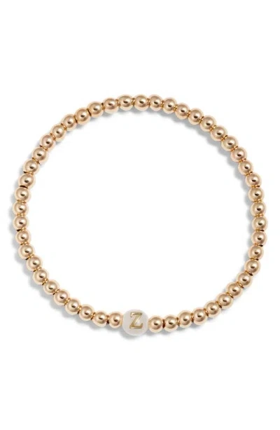 NASHELLE NASHELLE MOTHER OF PEARL INITIAL BEADED BRACELET