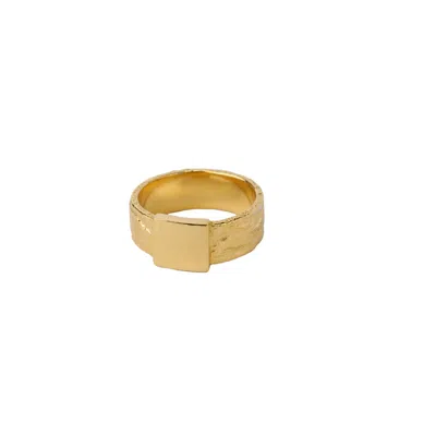NASI SILVER WOMEN'S CHUNKY ROCCIA I.D. RING, GOLD