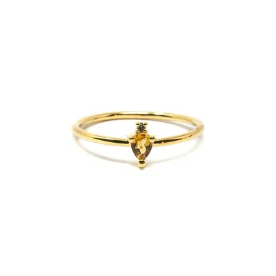 NASI SILVER WOMEN'S YELLOW PEAR ATARAH RING- CITRINE & WHITE TOPAZ, GOLD
