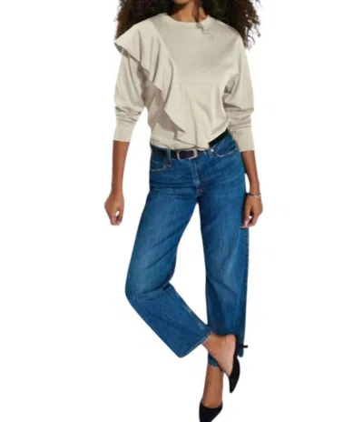 NATION LTD FARRAH RUFFLE LONG SLEEVE TOP IN PARCHMENT