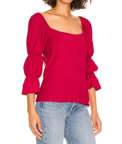 NATION LTD PUFF SLEEVE TOP IN RED