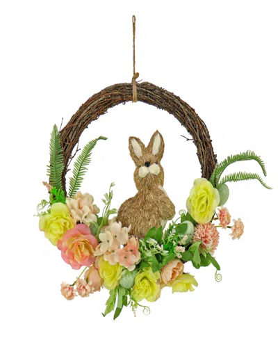 NATIONAL TREE COMPANY 16" BUNNY AND ROSE FLOWERS WREATH