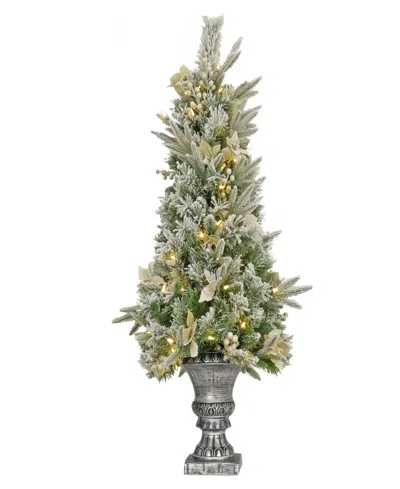 NATIONAL TREE COMPANY 4' FROSTED COLONIAL FIR ENTRANCE TREE WITH WARM LED LIGHTS