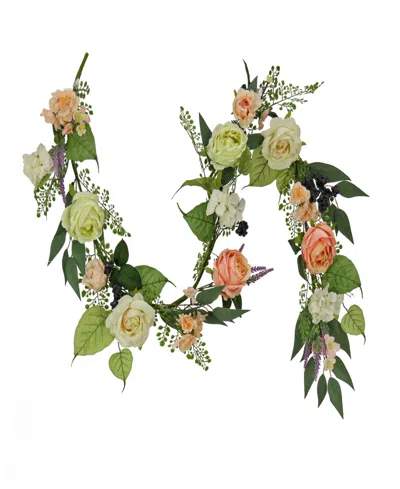 NATIONAL TREE COMPANY 6 FT. ROSE AND LAVENDER SPRING GARLAND