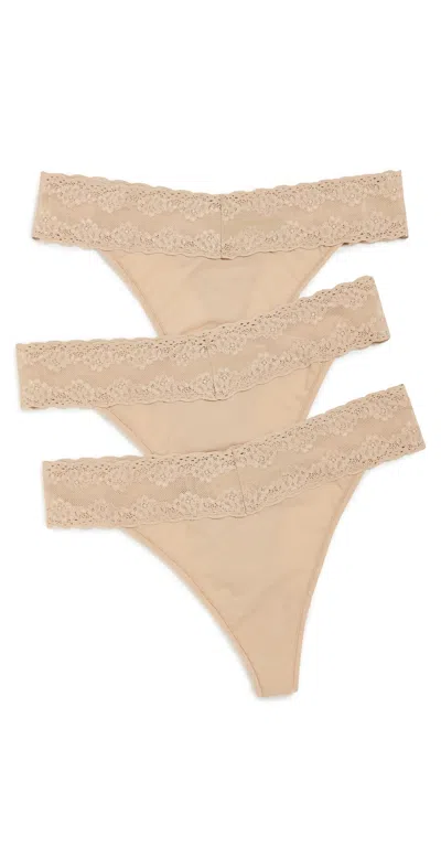 NATORI BLISS PERFECTION ONE SIZE CLASSIC THONG 3 PACK CAFE