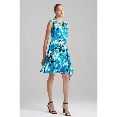 NATORI NATORI BRIGHT FLORAL SLEEVELESS SIDE DRAPE DRESS