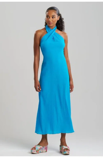 NATORI NATORI COTTON GAUZE MAXI COVER-UP HALTER DRESS