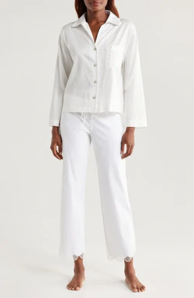 NATORI NATORI EMBROIDERED TRIM COTTON SATEEN PAJAMAS