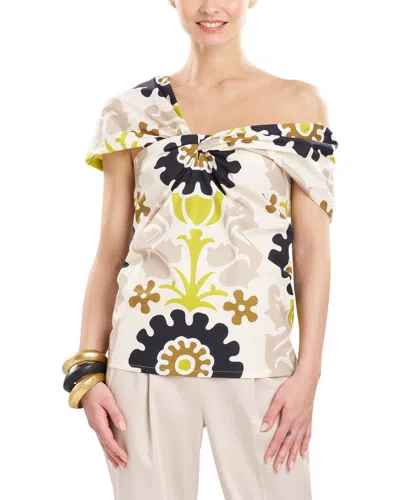 NATORI TALITHA POPLIN ASYMMETRICAL HALTER TOP