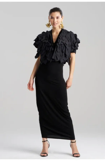 NATORI NATORI TECH COTTON TAFFETA BOLERO WITH EMBROIDERY