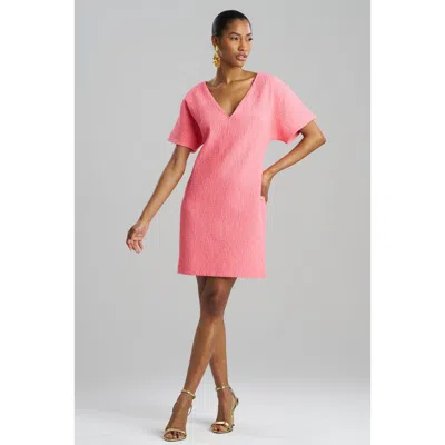 NATORI NATORI TEXTURED COTTON JACQUARD SHORT SLEEVE SHEATH DRESS