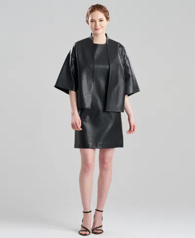 NATORI WOMEN'S FAUX CROC LEATHER SWEATER