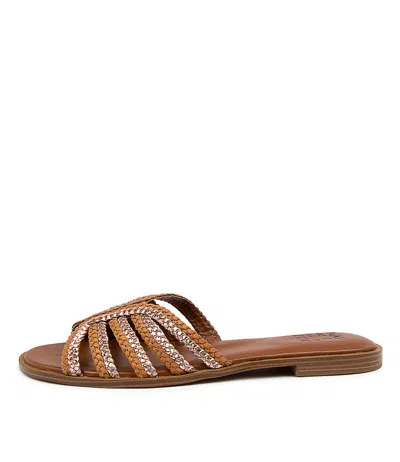 NATURALIZER NATURALIZER LANE TAN MULTI LEATHER WOMENS SHOES CASUAL SANDALS SANDALS FLAT