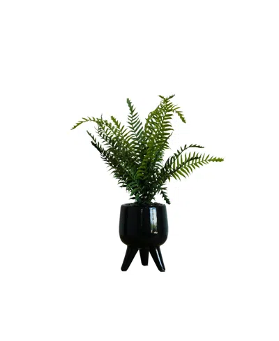 NATURE'S ELEMENTS DESKTOP ARTIFICIAL PALM IN DECORATIVE CERAMIC POT, 17"