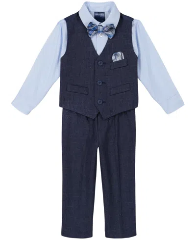 NAUTICA BABY BOYS STRIATED TWILL VEST 4-PIECE SET