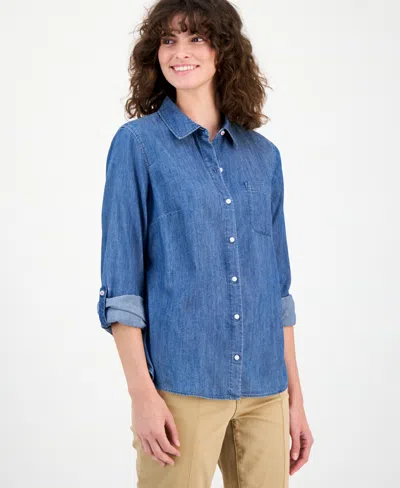NAUTICA JEANS WOMEN'S CHAMBRAY UTILITY SHIRT