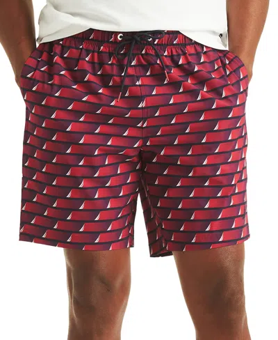 NAUTICA MEN'S PRINTED DRAWSTRING QUICK DRY 6" SWIM TRUNKS