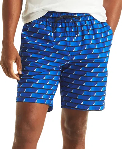 NAUTICA MEN'S PRINTED DRAWSTRING QUICK DRY 6" SWIM TRUNKS