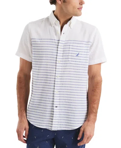 NAUTICA MEN'S SHORT SLEEVE BUTTON-DOWN STRIPED SHIRT