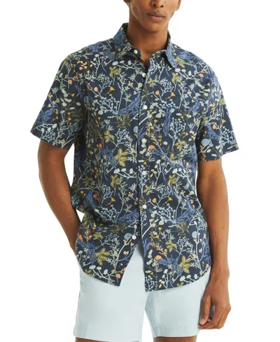 NAUTICA MEN'S SHORT SLEEVE BUTTON-FRONT FLORAL PRINT SHIRT